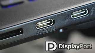 USB-C DisplayPort Alt Mode port on a laptop with the Display Port badge and name